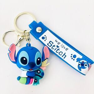 NWT Disney We love Stitch Voodoo Doll Blue Wristlet Key holder Keyring Keychain